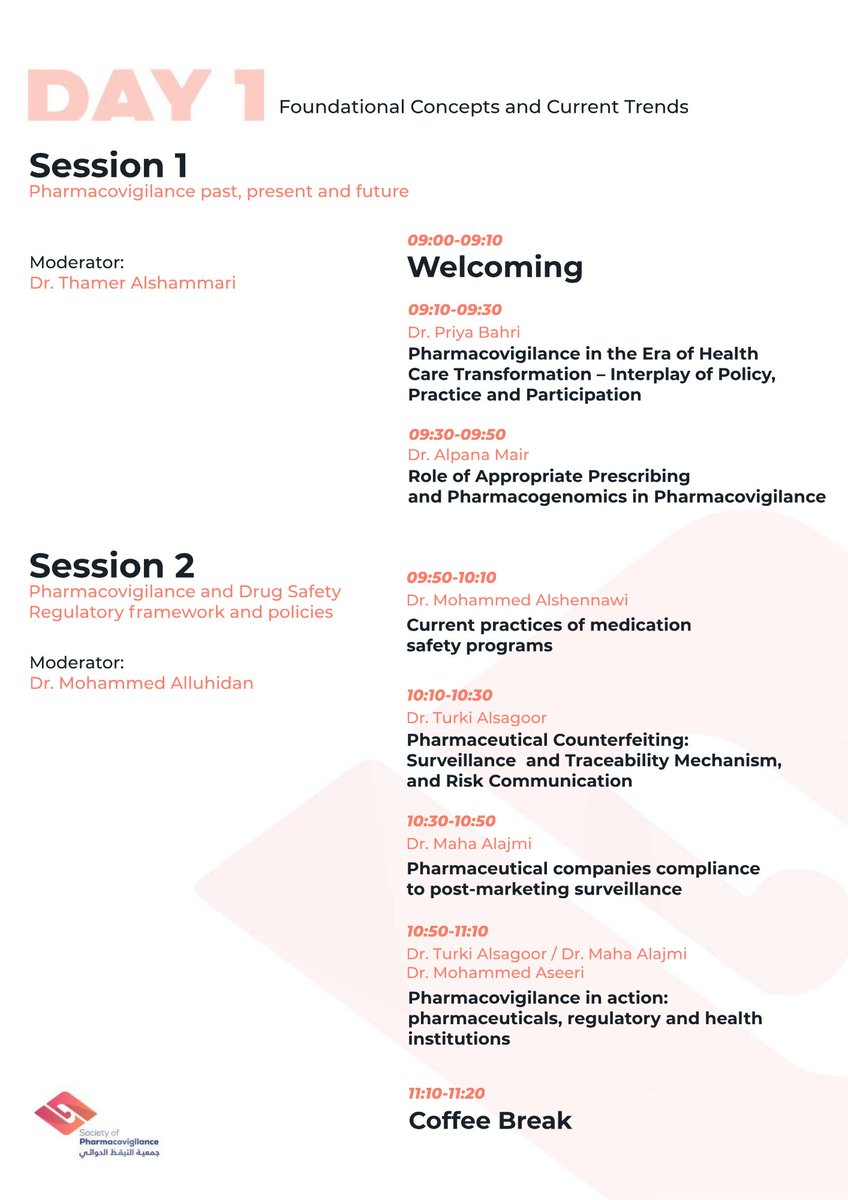 Saudi_SPV's tweet photo. 📢 The Final Agenda for #SPV2026 is Out!

Two days of engaging, practical, and thought-provoking discussions with experts in medication safety and pharmacovigilance.

📅 23–24 April 2026
📍 Al-Sahafa HMG Riyadh

🔗 Register now to secure your spot:
https://t.co/MOpsLT4OnN https://t.co/hQuOcBpHX0