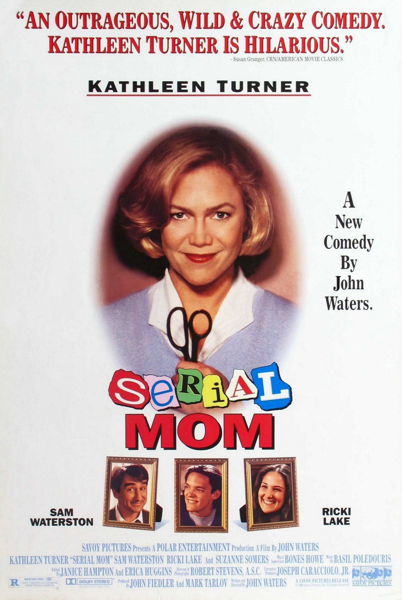 landofthe80s's tweet image. On this date in 1994, “Serial Mom” starring Kathleen Turner premiered in theaters. #90s