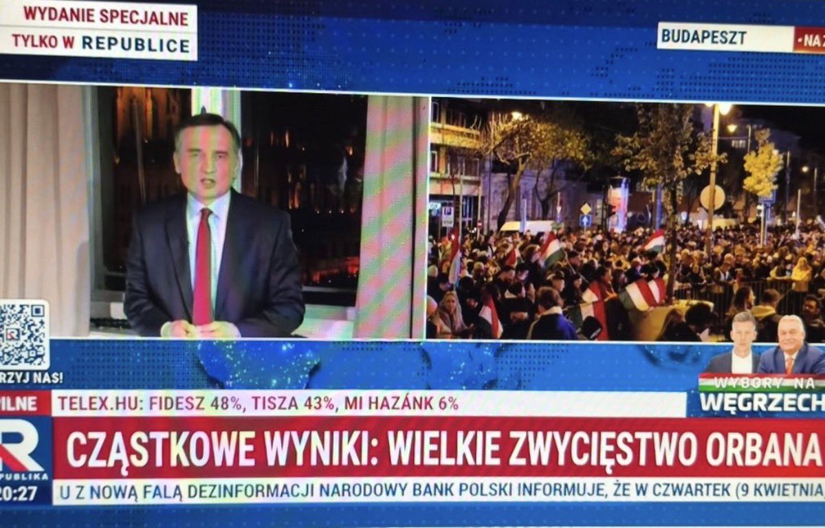 JakubWende's tweet photo. Oni nie szanują siebie i przede wszystkim swoich widzów. Ogłosili wielkie zwycięstwo Orbana po przeliczeniu dosłownie kilku procent głosów. Państwo z @RepublikaTV, nie jest wam zwyczajnie wstyd? https://t.co/amX02wW8OV