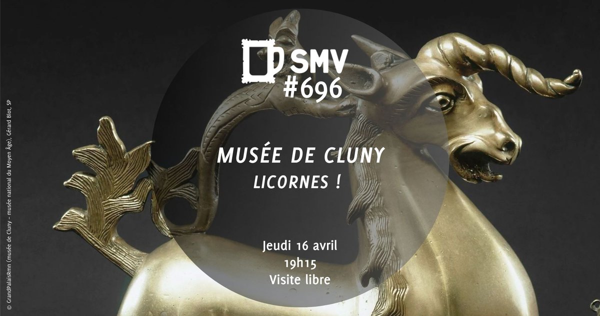 [#SMV696] 📅 #Avosagendas !
Entre mystère &amp; fantastique, cette semaine, le SMV vous propose de traverser les siècles et les traditions à dos de licorne ! 🦄✨🌈
👉RDV jeudi 16/04 à 19h15 au <a href="/museecluny/">Musée de Cluny</a> pour l’expo “Licornes !”
🔎+ d’infos fb.me/e/64al4IJ7o
#MuseedeCluny
