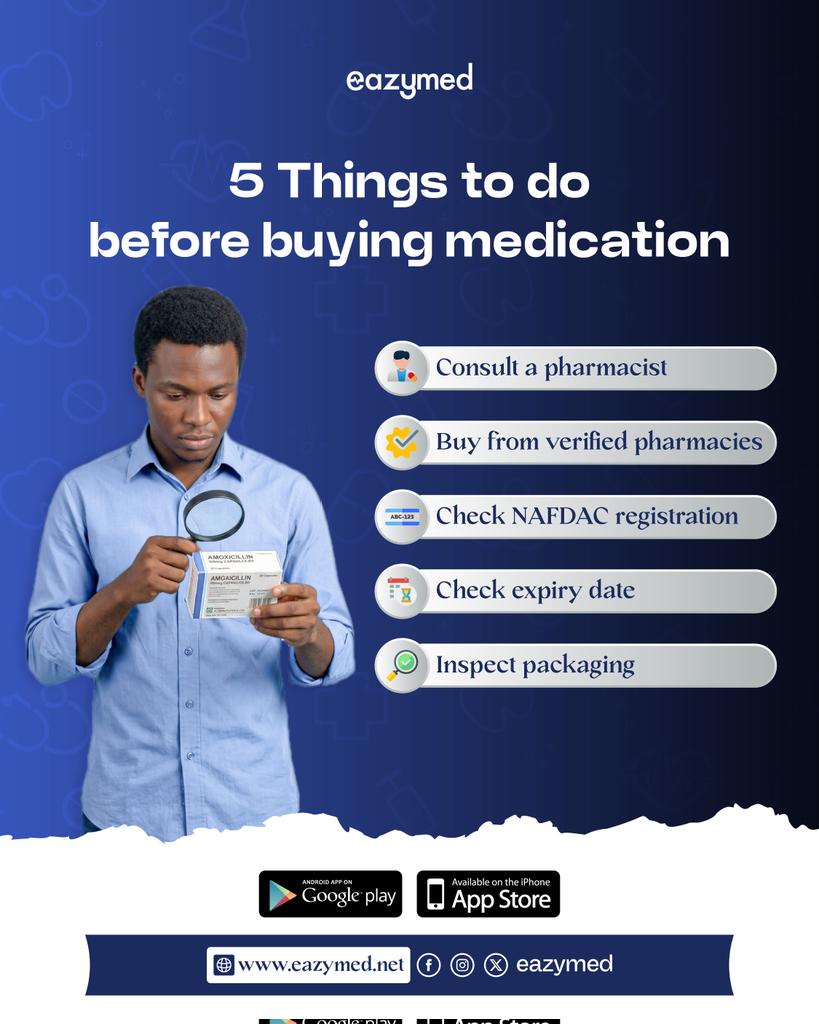 eazymed_'s tweet photo. Buy meds the smart way—verify, check, and stay safe 💙
#Eazymed #HealthTips #SafeMedication #NigeriaHealth #StayHealthy https://t.co/YWcFXos6iA
