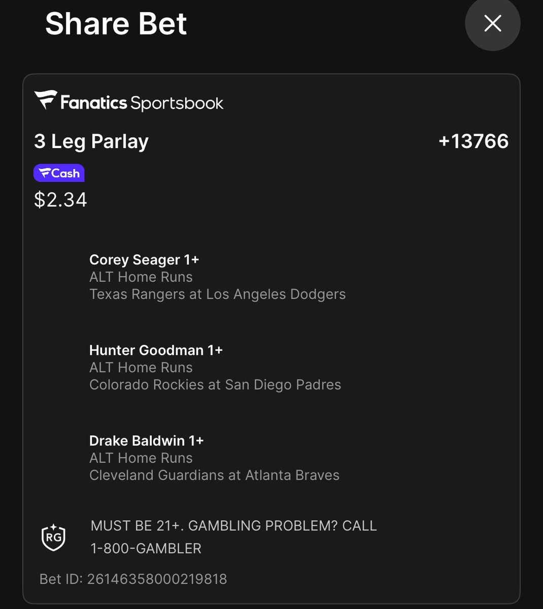 TroubleBets's tweet image. Evening trio🏘️

#GamblingX #MLB #Parlay #DFS