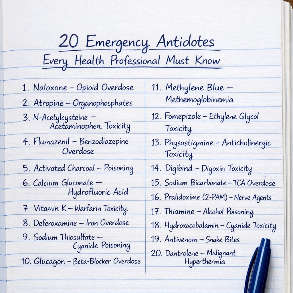 IAlberique85342's tweet photo. 20 life-saving antidotes every healthcare professional should know because in emergencies, knowledge acts faster than time
#EmergencyMedicine #Pharmacology #Antidotes #Toxicology #MedStudent #PharmacyLife #ClinicalSkills #LifeSavingKnowledge https://t.co/Ux4kpuF0SN