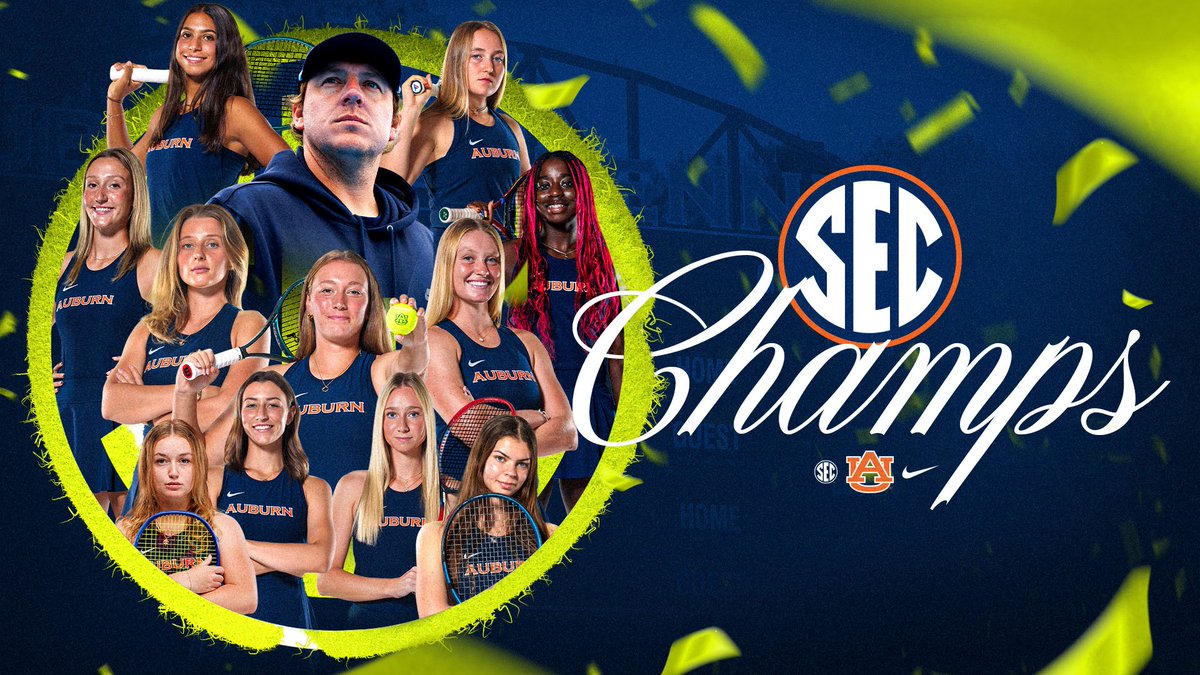 AuburnWTennis's tweet photo. 𝐒𝐄𝐂 𝐂𝐇𝐀𝐌𝐏𝐈𝐎𝐍𝐒 🏆

For the first time in program history, the Auburn Tigers are on top of the @SEC 🦅

#WarEagle https://t.co/1Ax8tsCJFn