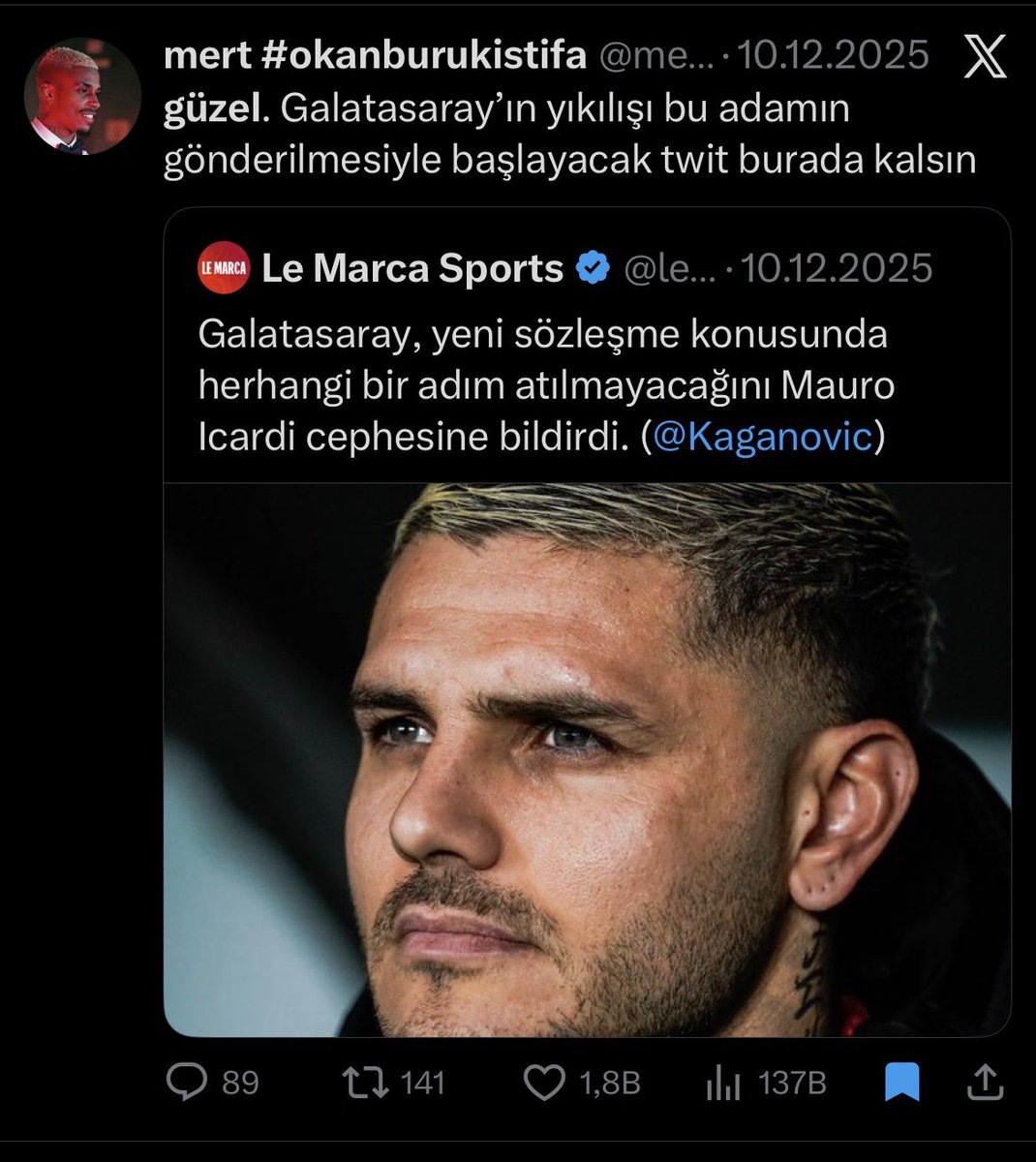 dedik oğlum dedik.. tek bacakla sizi şampiyon yapan adama siz böyle piclik yaparsanız kalan 5 haftada şampiyonluk da verirsiniz son hafta üçüncülüğe de düşersiniz..yani inşallah..içimde bir gram üzüntü yok