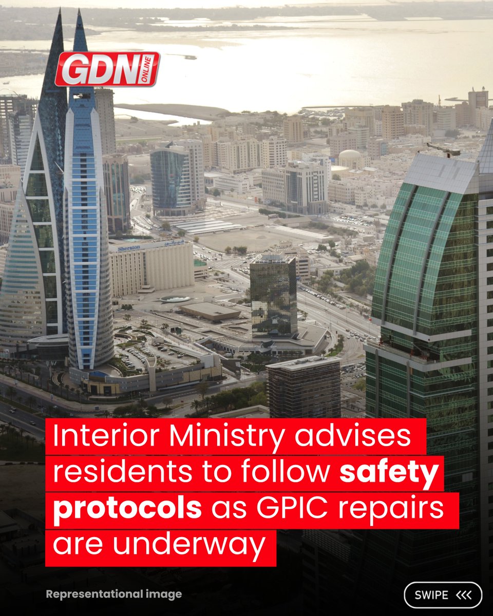 GDNonline's tweet photo. The Interior Ministry has underscored the critical importance of public safety procedures following the ongoing repairs after the Iranian aggression against the GPIC facility on 5 April.

Swipe to read more➡

#Bahrain #GPIC #PublicSafety #TeamBahrain #InteriorMinistry https://t.co/0QenkWftv2