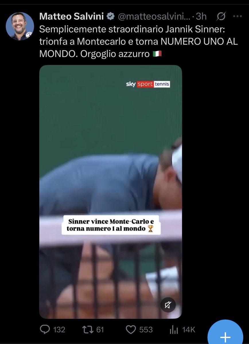 Temo che Sinner uscirà al primo turno a Roma. Peccato!