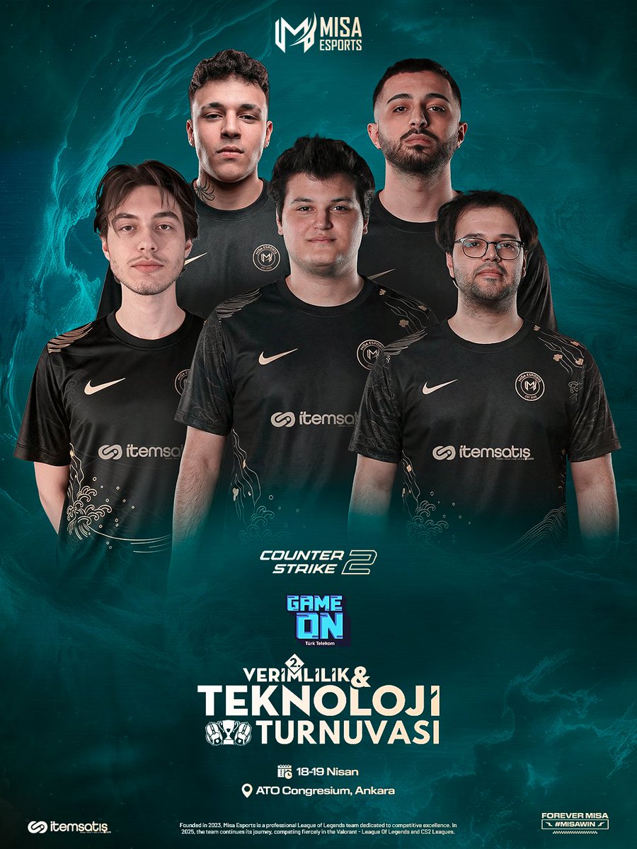 misaesports's tweet photo. CS2 takımımız, GAMEON Verimlilik ve Teknoloji Turnuvası’nda sahne almaya hazır! 🔥

Misa Esports olarak bu büyük organizasyonda yerimizi alıyor, tüm taraftarlarımızı bu heyecana ortak olmaya davet ediyoruz.

🗓 18-19 Nisan 2026 
📍ATO Congresium, Ankara

Ücretsiz kayıt ve detaylı bilgi:  https://t.co/2q6DmUwSzg