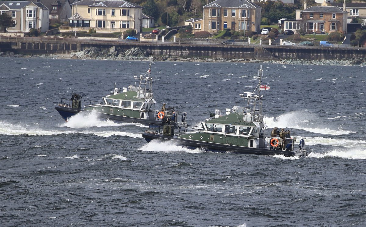 ScotlandDX's tweet image. Royal Marines Mull &amp;amp; Rona on escort duty today #RoyalMarines #Marines #shipping