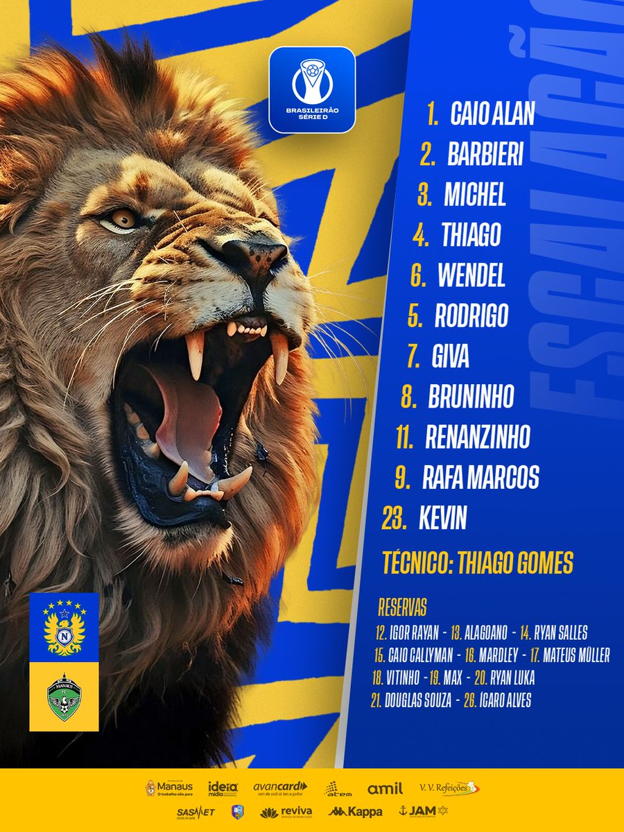 obrunorodri's tweet photo. Nacional escalado para o duelo contra o Manaus na Série D do Brasileiro. https://t.co/L0qU0cqHzh