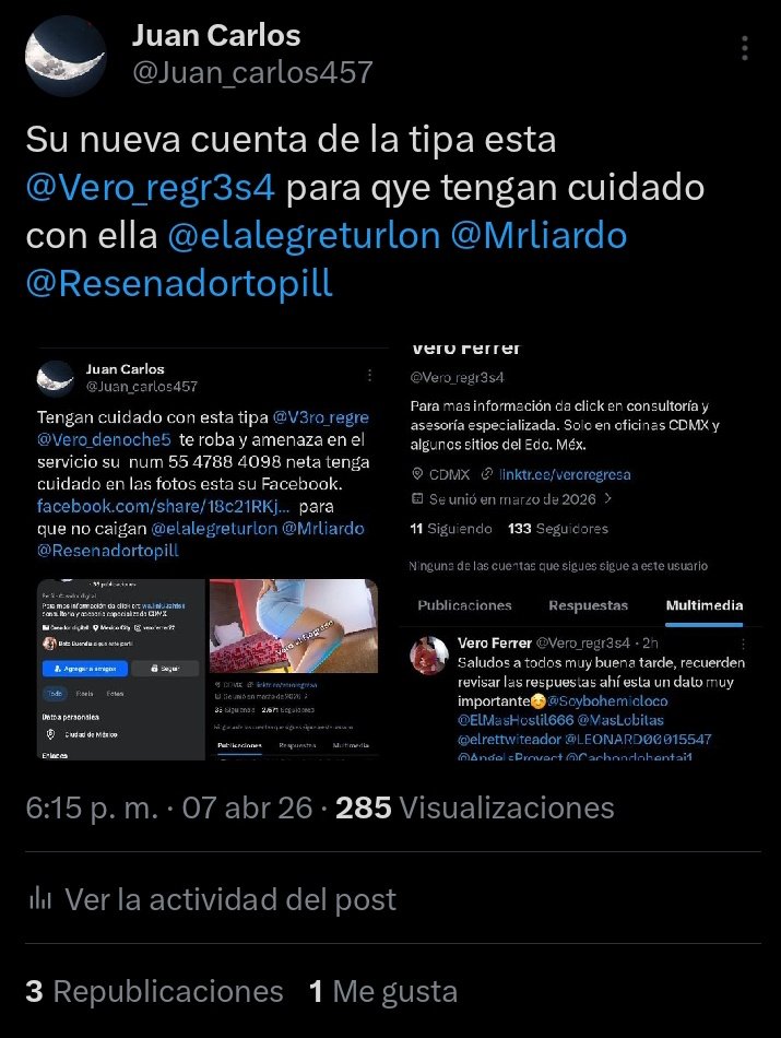 Juan_carlos457's tweet photo. Queridos amigos la nueva cuenta de tipa @Vero_thenight para que tengan cuidado  @elalegreturlon
@Resenadortopill https://t.co/n5c3q9qaay