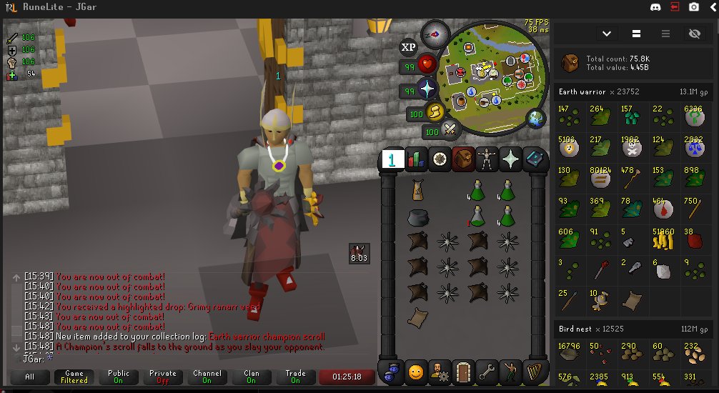 JGarOSRS's tweet photo. ~28k earth warriors and no @KFramed siting??? https://t.co/zcXpMzxloI