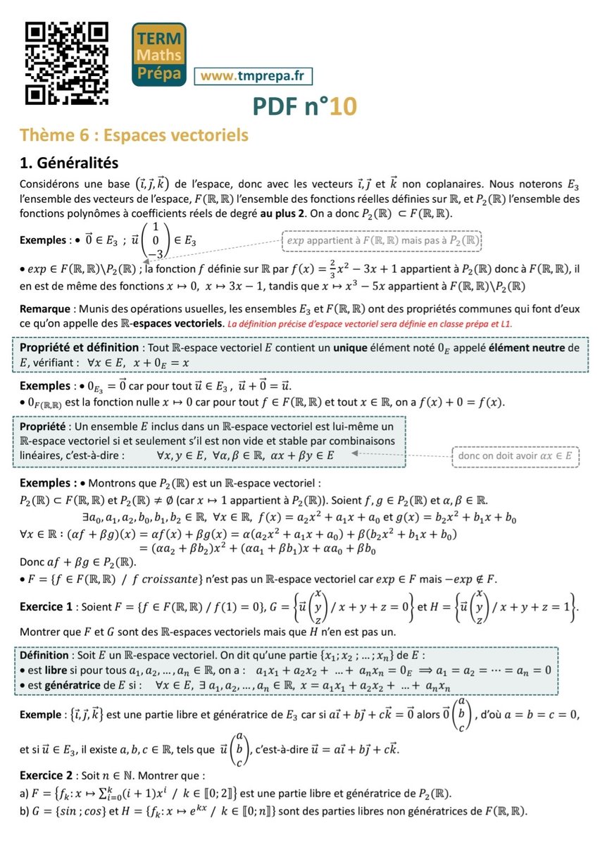 À tous les élèves de #Terminale spé #mathématiques se destinant à une classe prépa scientifique : bienvenue dans le monde des espaces vectoriels !  tmprepa.fr/cours10p1