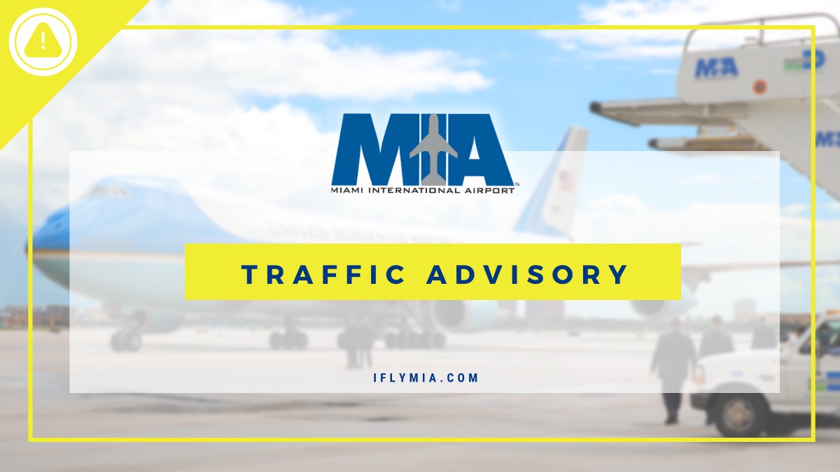 iflymia's tweet image. ⚠️  #TrafficAdvisory (04/12/26) ⚠️
We might face delays this evening because of a VIP movement at the airport. Temporary pauses in airfield operations are anticipated, and some roads entering and leaving MIA could also be impacted. Please plan for additional travel time today.
