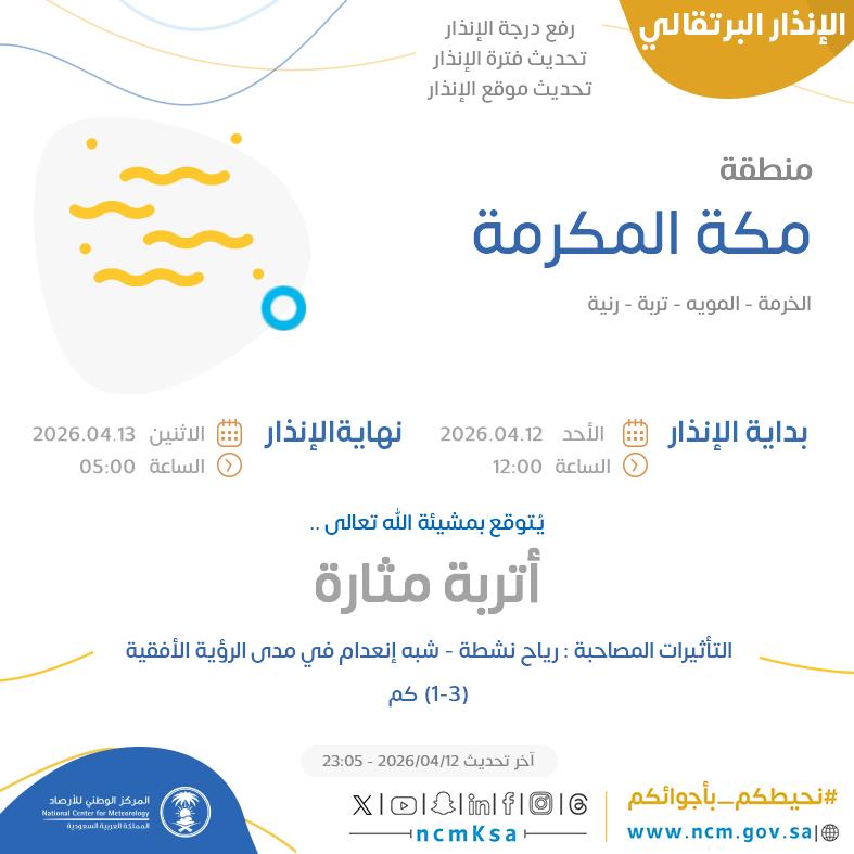 النظام الآلي للإنذار المبكر بالمركز الوطني للأرصاد tweet media