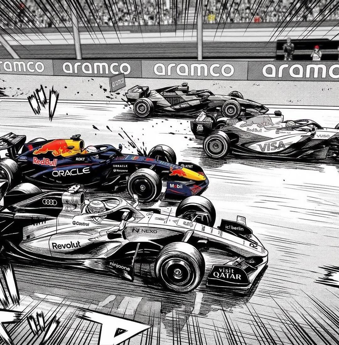 F1HardWalls4K's tweet photo. F1 comic style illustration https://t.co/9IV6A0zyLR
