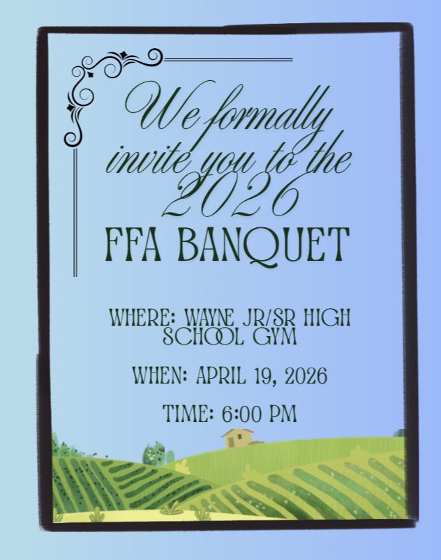 AgMsRasmussen's tweet photo. What’s next for Wayne FFA? Banquet next week! https://t.co/XAnR1VQUH8