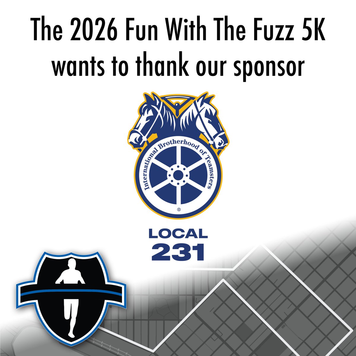 FunWithTheFuzz's tweet photo. We would like to thank @Teamsters Local 231 for their Tier 3 sponsorship of our race!!  We appreciate their long-standing support of our event. https://t.co/efRUwfAZ1q