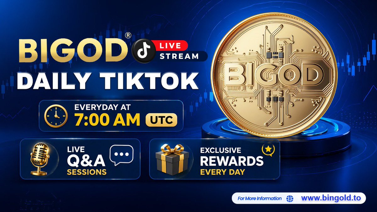 BiGODToken's tweet photo. BIGOD Daily TikTok Live is ON

Last week’s live was 🔥
So many questions, so much interaction... and we couldn’t answer them all

So we’re doing it differently 👇

#BIGOD is going LIVE on TikTok every day this week

⏰ 7:00 AM UTC - daily
🎁 Special rewards in every session https://t.co/WBOEyur1Ey