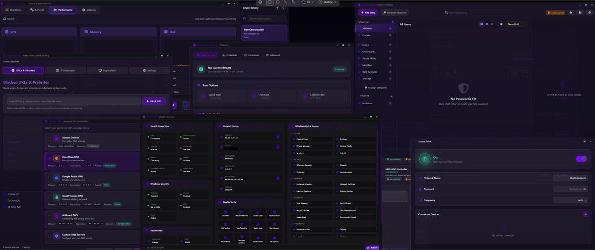fatalcyber's tweet image. So much Stealth. Every tool opened straight from the dashboard all in one place. No switching, , just full control.

stealth.online

#stealth #vpn #privacy #cybersecurity #dashboard #tech #dataprotection #opsec #windows #software