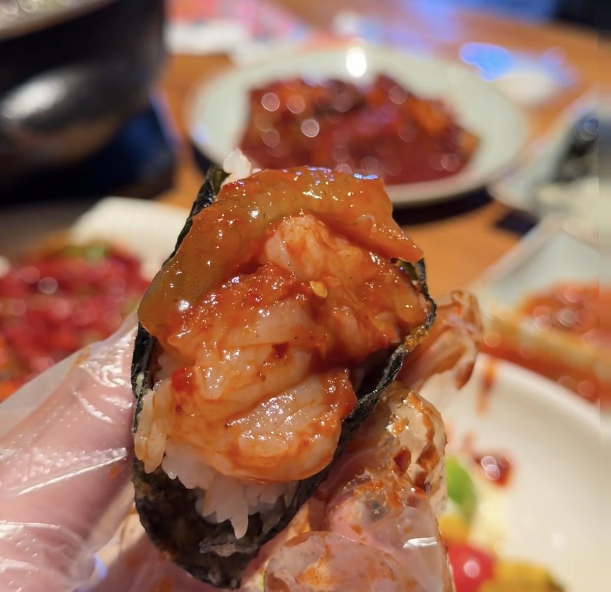 YoungerDryasX's tweet image. ケジャンタコス🌮
カリカリの海苔×美味しいカニ、天才すぎるでしょ！
#taco