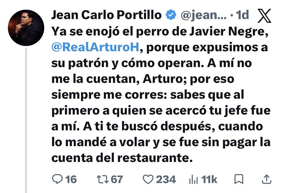 Chismesito. 
Andan exhibiendo al creador de <a href="/DerechaDiarioMX/">La Derecha Diario México</a>  que es <a href="/javiernegre10/">Javier Negre</a>, un güey igual de loco que ellos, lo mandó a volar, tuvieron que quedarse con el vende tangas <a href="/RealArturoH/">Arturo Herrera</a> señala que Salinas fue el único que agarró el proyecto, como siempre le vendieron 💩