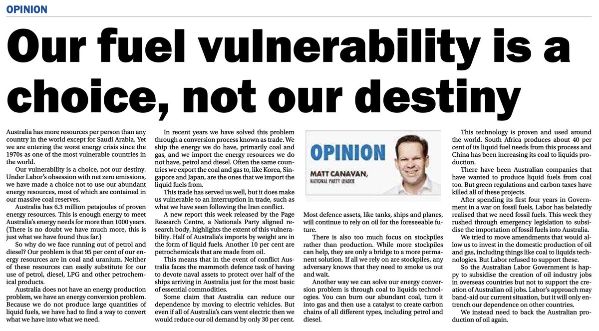 Senator Matt Canavan tweet media