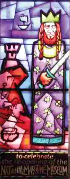 PaulWelsh89's tweet image. Ard Rí Lóegaire from a stained glass window in the National Maritime Museum. (📷Lugnad)