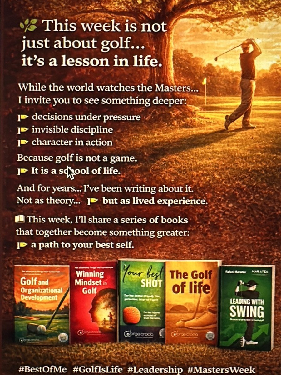 jorgecroda's tweet image. Watch the Masters… but don’t just watch golf. ⛳️

Watch:
👉 decisions under pressure
👉 invisible discipline
👉 character in action

Because golf is not a game…
👉 it’s a school of life.

#BestOfMe #GolfIsLife #Leadership #MastersWeek