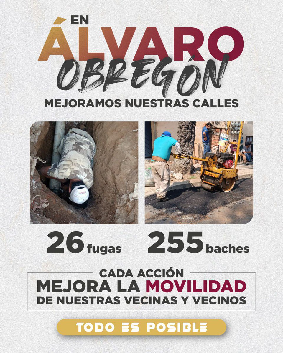 LopezCasarinJ's tweet image. Esta semana atendimos fugas y baches en distintas colonias de Álvaro Obregón, dando respuesta puntual a los reportes de nuestras vecinas y vecinos.

Cada acción refleja nuestro compromiso con mejorar el entorno y la calidad de vida en la alcaldía.

#CasarínAlcalde
#TodoEsPosible
