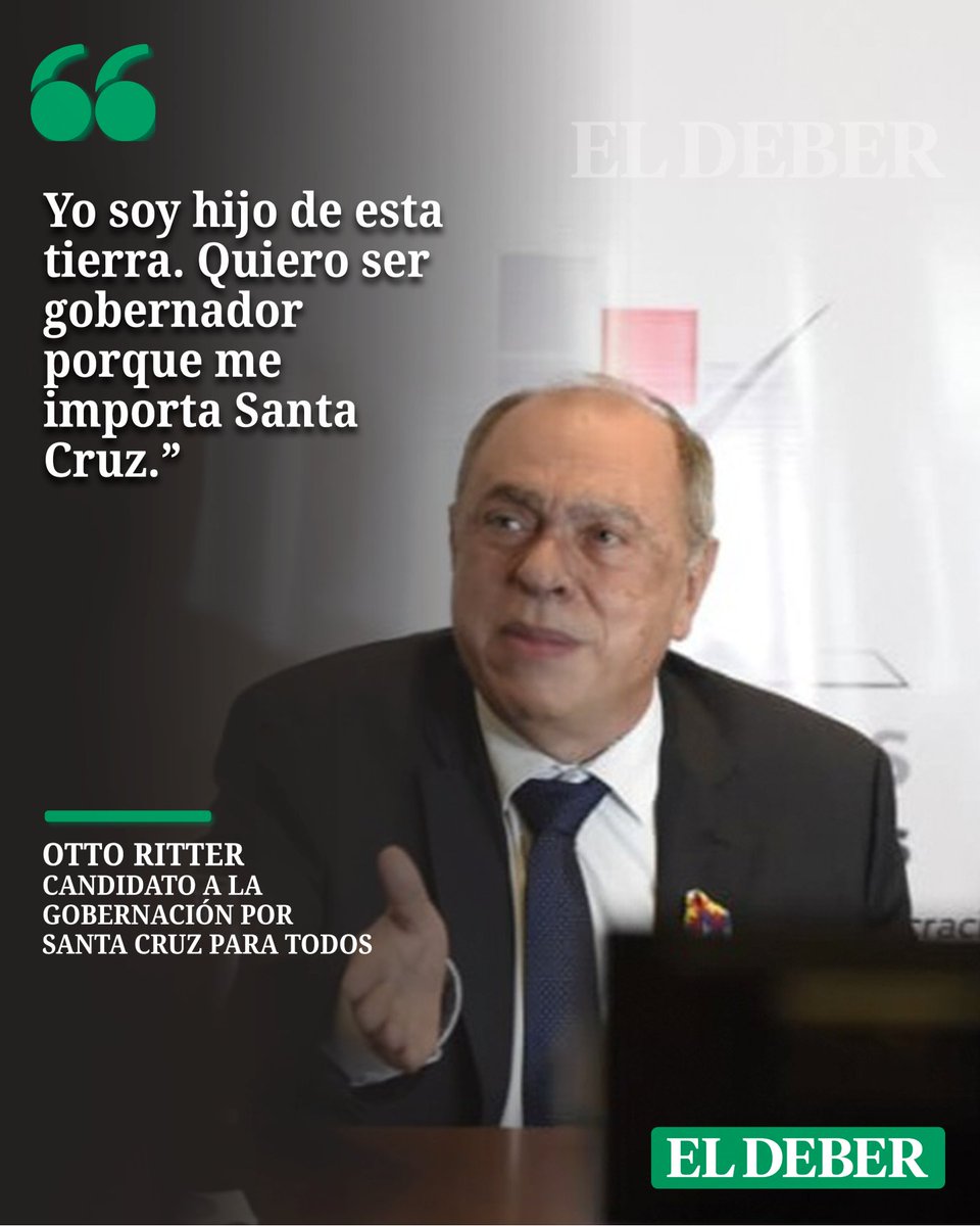 Otto Ritter, candidato de Santa Cruz Para Todos (SPT), se refirió a por qué quiere ser gobernador de Santa Cruz.
📌Manténgase informado en eldeber.com.bo 

#ElDeber #Debate #SegundaVuelta #SantaCruz #Bolivia