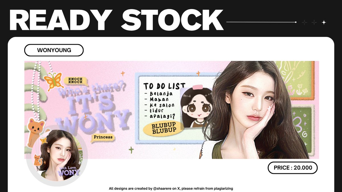 Ready layout Wonyoung terbaru, bisa langsung kalian take dengan harga 20k free retext nick yaa #zonauang #zonaduit