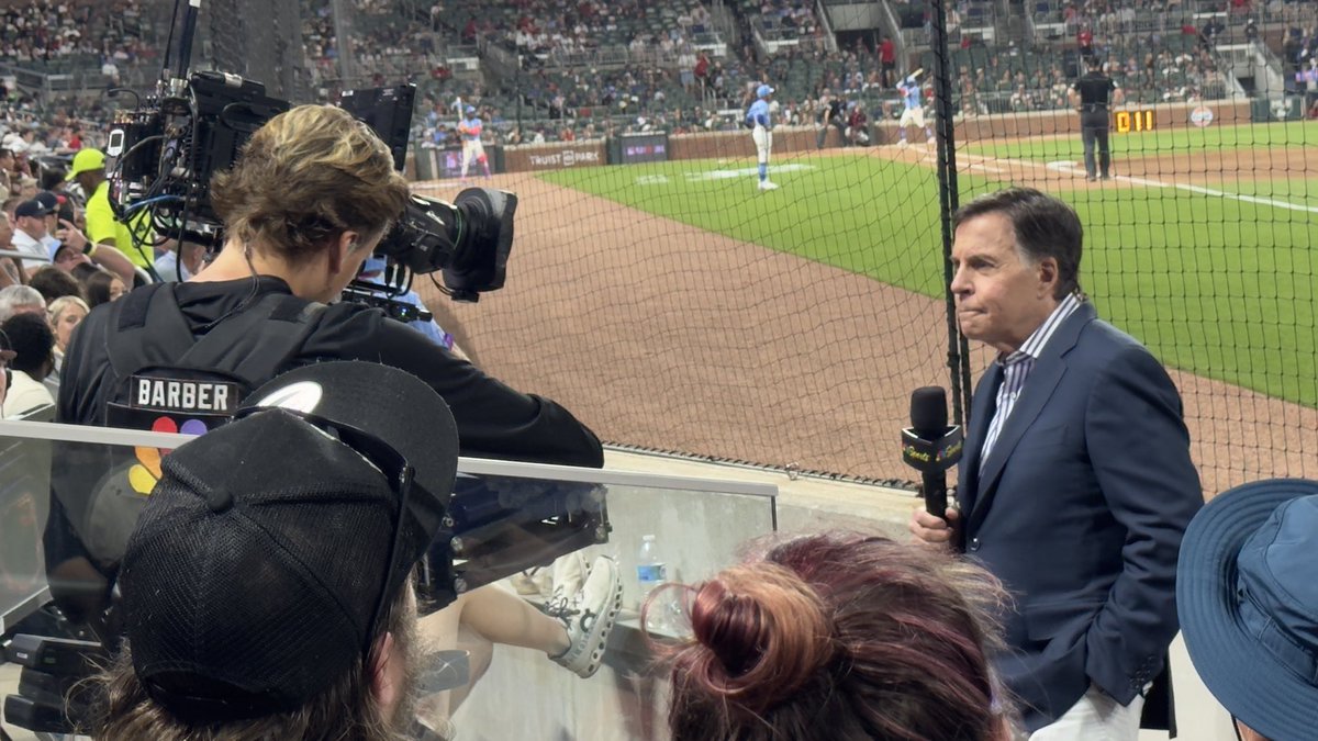 joekovacjr's tweet image. “Pete and Skip here tonight at the old ballpark with our good friend Bob Costas. Thanks to him and NBC the between-inning commercials are longer than my commute down Ga. 400.” #Braves