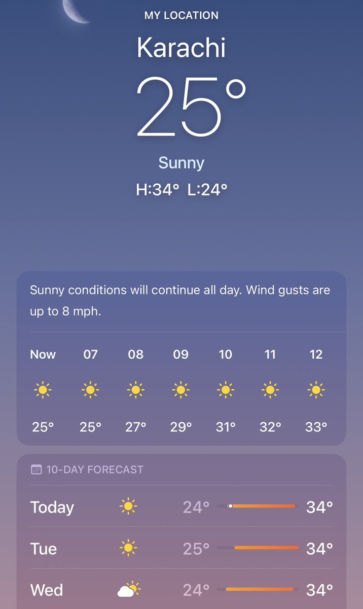 goharshah95's tweet photo. Good morning from Karachi. 
Sky is blue no storm in sight. 
“Sunny conditions will continue all day” sorry #YellowStorm https://t.co/NNSuv8GWTe