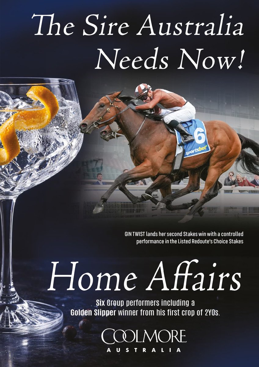 anz_news's tweet photo. The sire Australia needs now 👏🏼!

GIN TWIST lands her second Stakes win with a controlled performance in the Listed Redoute’s Choice Stakes 🔥

HOME AFFAIRS - Six Group performers including a Golden Slipper winner from his first crop of 2YOs. 💫 https://t.co/2WWxvx4RzJ