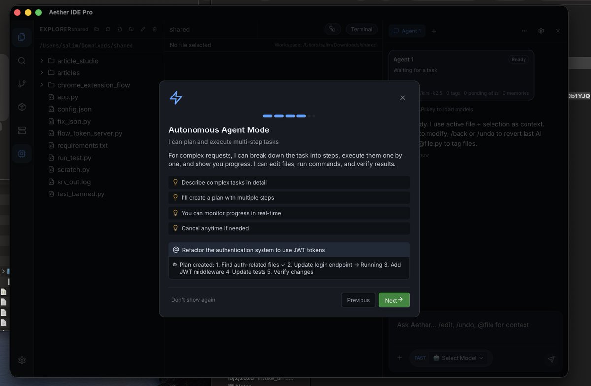 Aether IDE Pro — SSH, terminal tabs, Monaco editor, and 100+ AI models ...