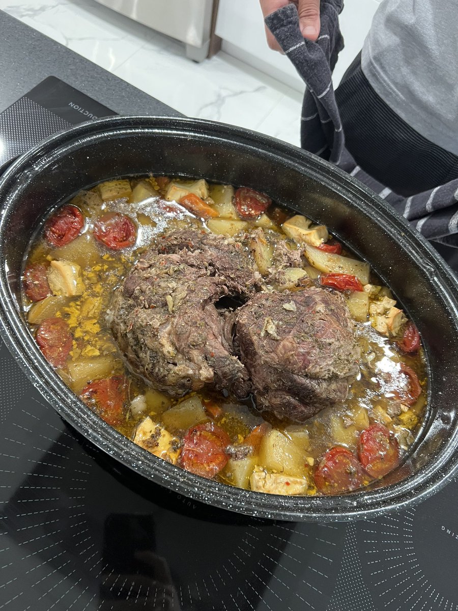 lambchop745's tweet photo. Greek Easter hockey + lamb kleftiko (heavy on the broth) https://t.co/nFEt5qu3QC