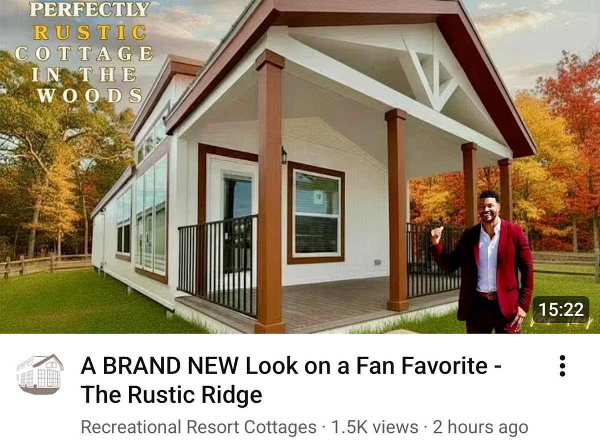 neilnicholson's tweet image. A BRAND NEW Look on a Fan Favorite | The Rustic Ridge | Recreational Resort Cottages 🫶🏿🎥 #TinyHomeTuesdays #RRC #MrTiny
She's back and better than ever. A year after first introducing this beloved 2 bedroom, 2 bathroom single section floor plan, 
youtu.be/0bOhdwLP8XM?si…