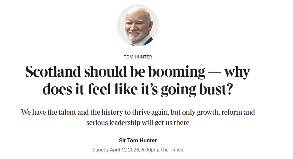 Q. Scotland should be booming — why does it feel like it’s going bust?

A. Because the SNP has been running it into the ground for the last 20 years.

thetimes.com/article/3c2a9d…