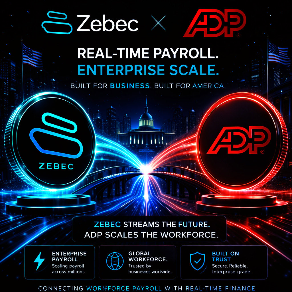 🏴‍☠️ZBCN Pirates All it takes is one hand shake🤝<a href="/Zebec_HQ/">Zebec Network</a> × <a href="/ADP/">ADP</a> 

Enterprise scale meets real-time speed.

If payroll moves every second…
the workforce never waits again. 

That’s the future of payroll‼️
