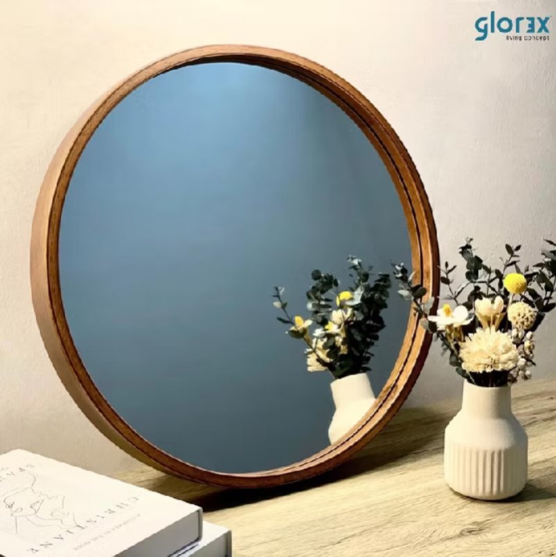 GLOREX(Dia50/60/70cm)High Quality Cheap/Murah Cermin Bulat/Round Kayu/Wood Frame Toilet/Bilik Mandi Mirror  s.shopee.com.my/2LUJjseioc