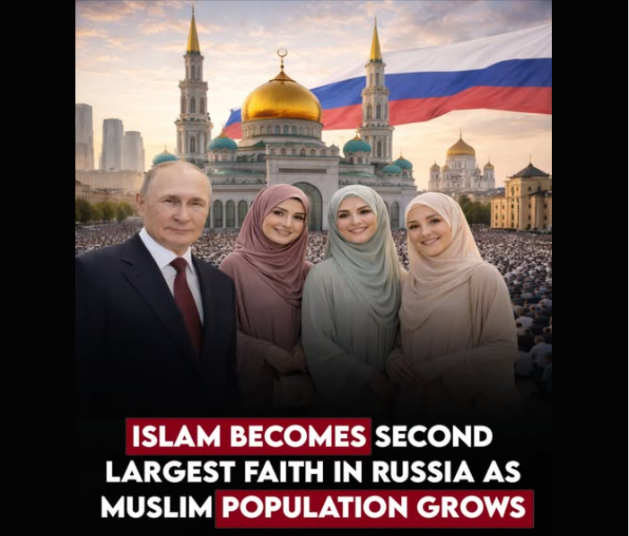 MalcontentmentT's tweet photo. According to Vladimir Putin, 25 million Russians are Muslim, about 18% the population. This is projected to grow to 33% by 2040.

European countries with larger Muslim populations: Montenegro, North Macedonia, Albania, Bosnia, and Kosovo

But please, do go on while you worship Putin and enjoy this picture of him meeting with Russia's Grand Mufti Sheik Ravil Gaynutdin. Ramzan Kadyrov approved!