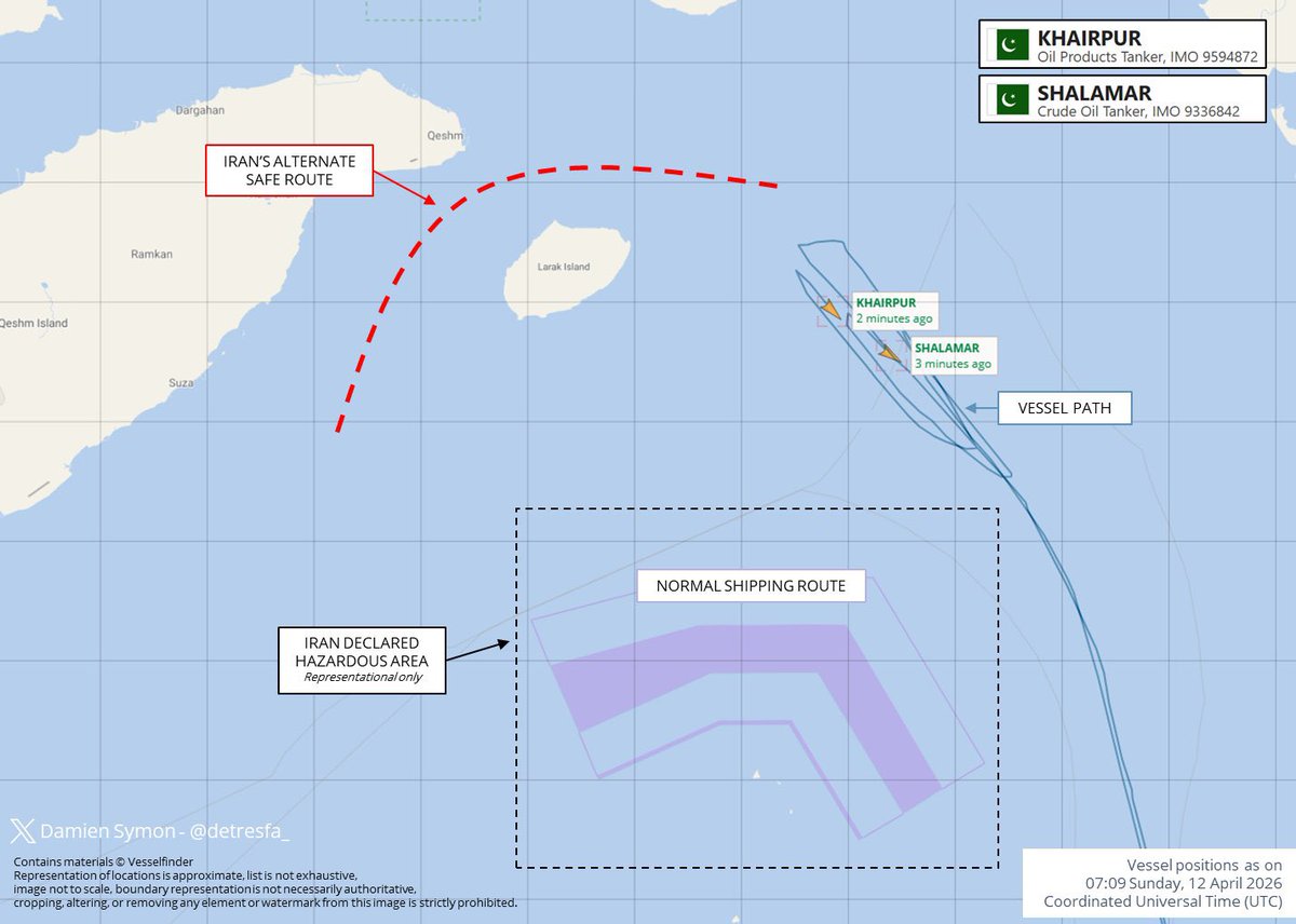 sajjadkazmi946's tweet image. Two #Pakistani ships, PNSC vessels Shalamar &amp;amp; Khairpur, were turned back after reaching the #StraitofHormuz. En route to Kuwait &amp;amp; UAE for crude loading, they’ve been redirected to the Gulf of Oman, possibly heading to Fujairah or #Yanbu.
