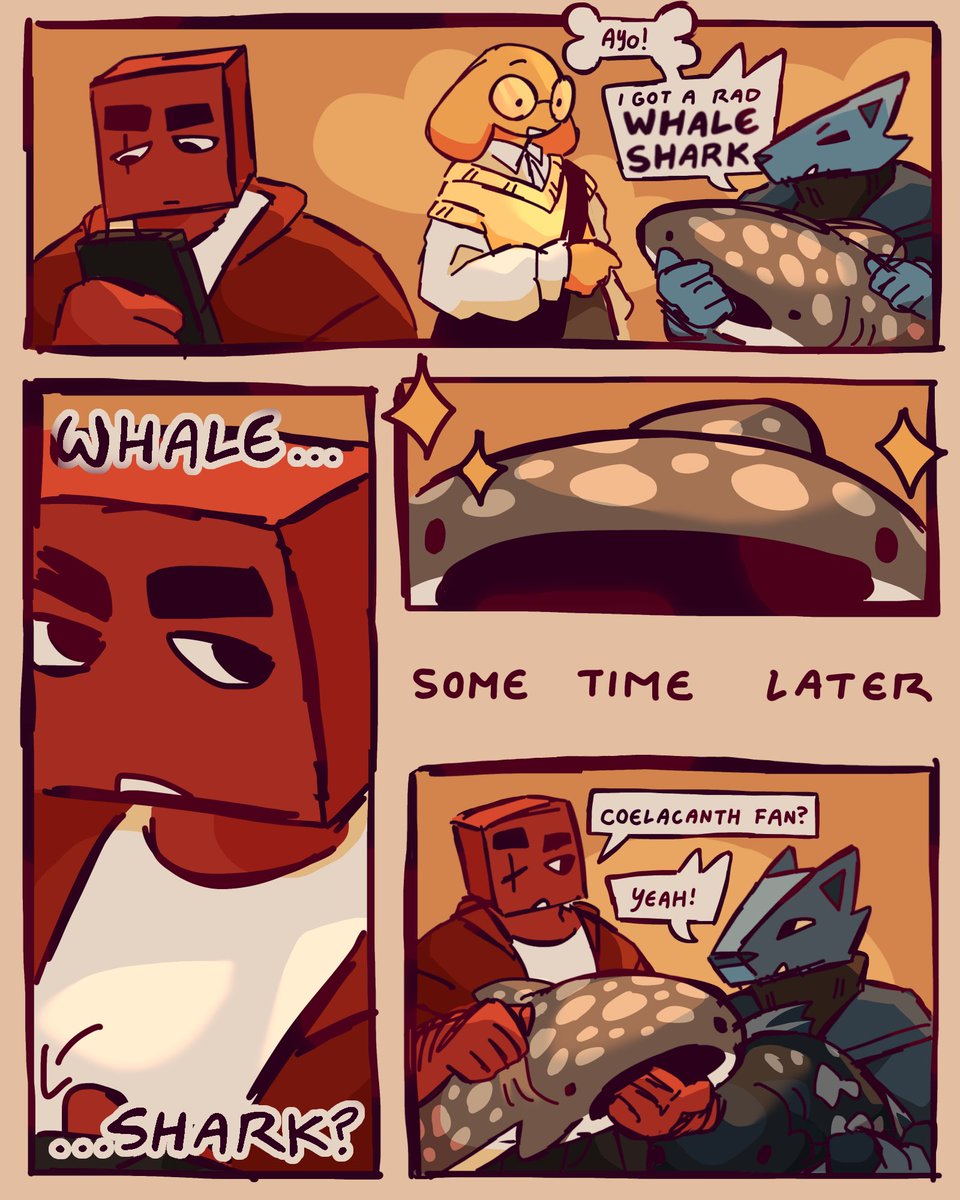 whaaale shaaark #puzzleheads 
honnej (yellow) is <a href="/dovesongss/">dove/song 🪽</a>'s oc and cobael (blue) is mine!