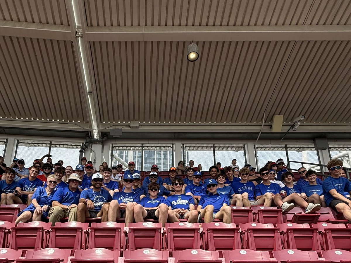 StXBall's tweet image. Today the St. Xavier baseball program attended the Reds game. Coach Velazquez with his son and Coach Mahon with his nephew represented the program on the field to throw the first pitch.

The Bombers will play at Great American Ball Park, May 16 at 1:00 pm.

#GoBombers | #AMDG