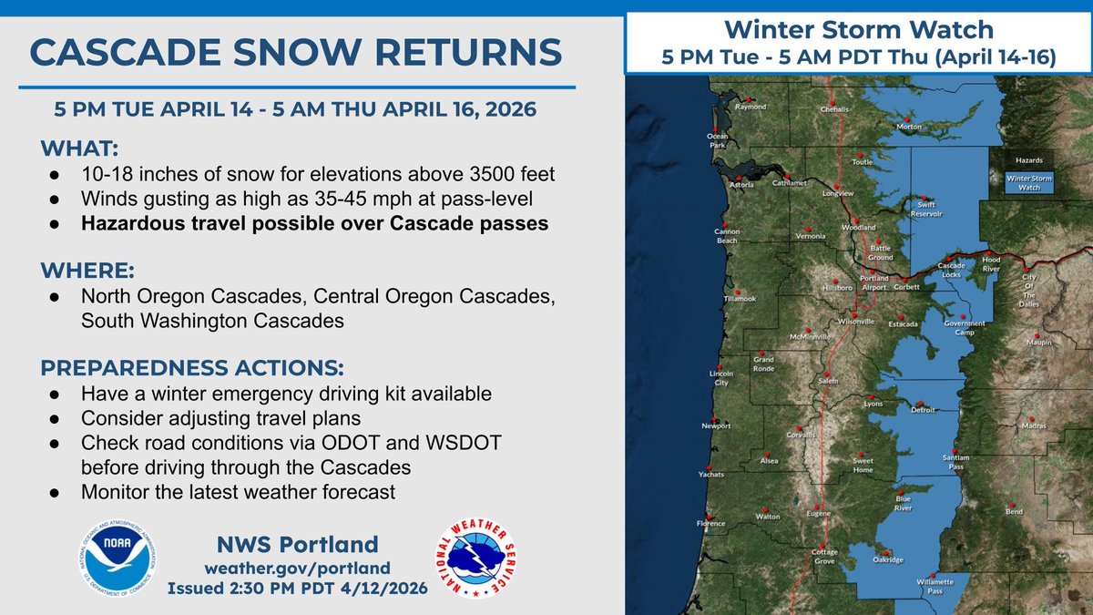 Heavy snow returns to the Cascades Tuesday night through Wednesday ...