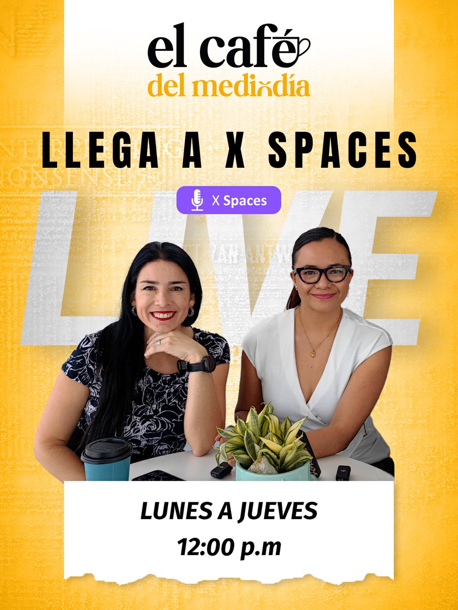 Ambas_Manos's tweet image. #LONUEVO 👉🏼 #ElCafeDelMediodia ya se saborea en vivo en #Spaces. 

Te esperamos de lunes a jueves a las 12:00 horas con las noticias que tienes que saber. 

#AmbasManosSpaces 🎙️ @Viriloz @YazminRecek