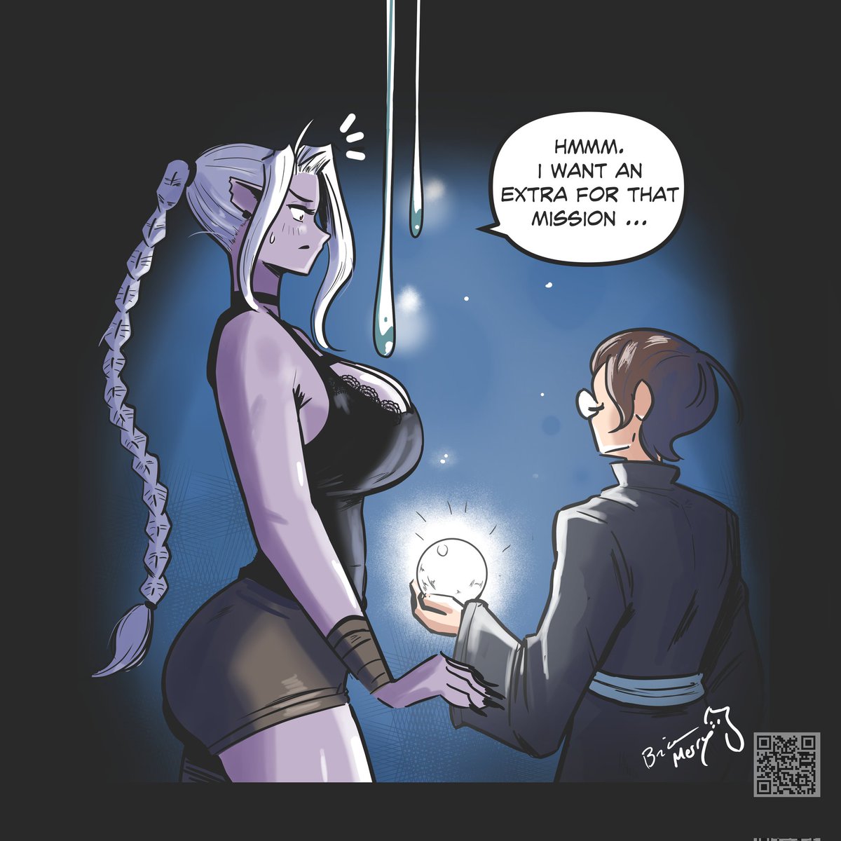 BriceMerry1's tweet image. It's sunday, time to be sexy! 

Veyra didn't expect so much appreciation... I mean not like that. 

(1/2)

#fantasy #drawing #darkelf #artwork #comics