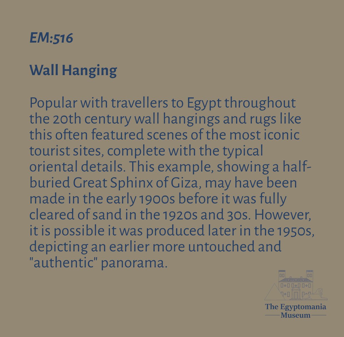 EgyptomaniaMuse's tweet image. Day 102 of #photoaday 

Tapestries, rugs and wall hangings can still be bought as souvenirs by travellers to Egypt, having been made for such for well over a century 

#365days #365daychallenge #365photodaychallenge
