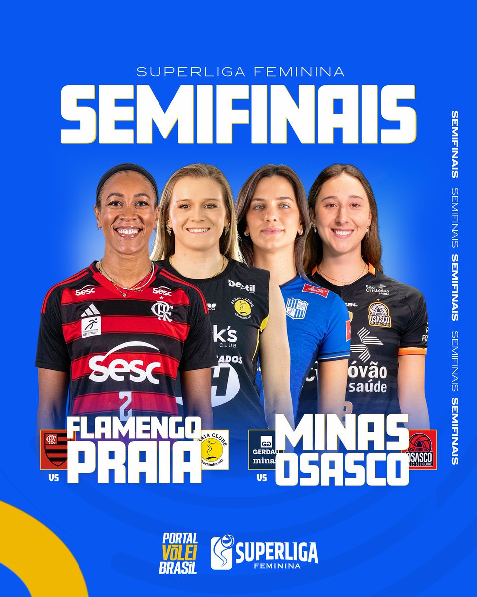 portal_volei's tweet photo. Chegou a hora da verdade! Nesta segunda-feira (13/04) as quatro melhores equipes da Superliga Feminina 25/26 entram em quadra para o início das semifinais. O Gerdau Minas abre a série em casa contra o Osasco São Cristóvão às 18h30, prometendo jogo disputado. Mais tarde, às 21h00, em Uberlândia, o Dentil Praia Clube recebe o Sesc Flamengo em mais um confronto que promete muito 😁

A disputa é em melhor de três jogos: venceu dois, garantiu vaga na grande final. E aí, pra quem vai a sua torcida? 👀